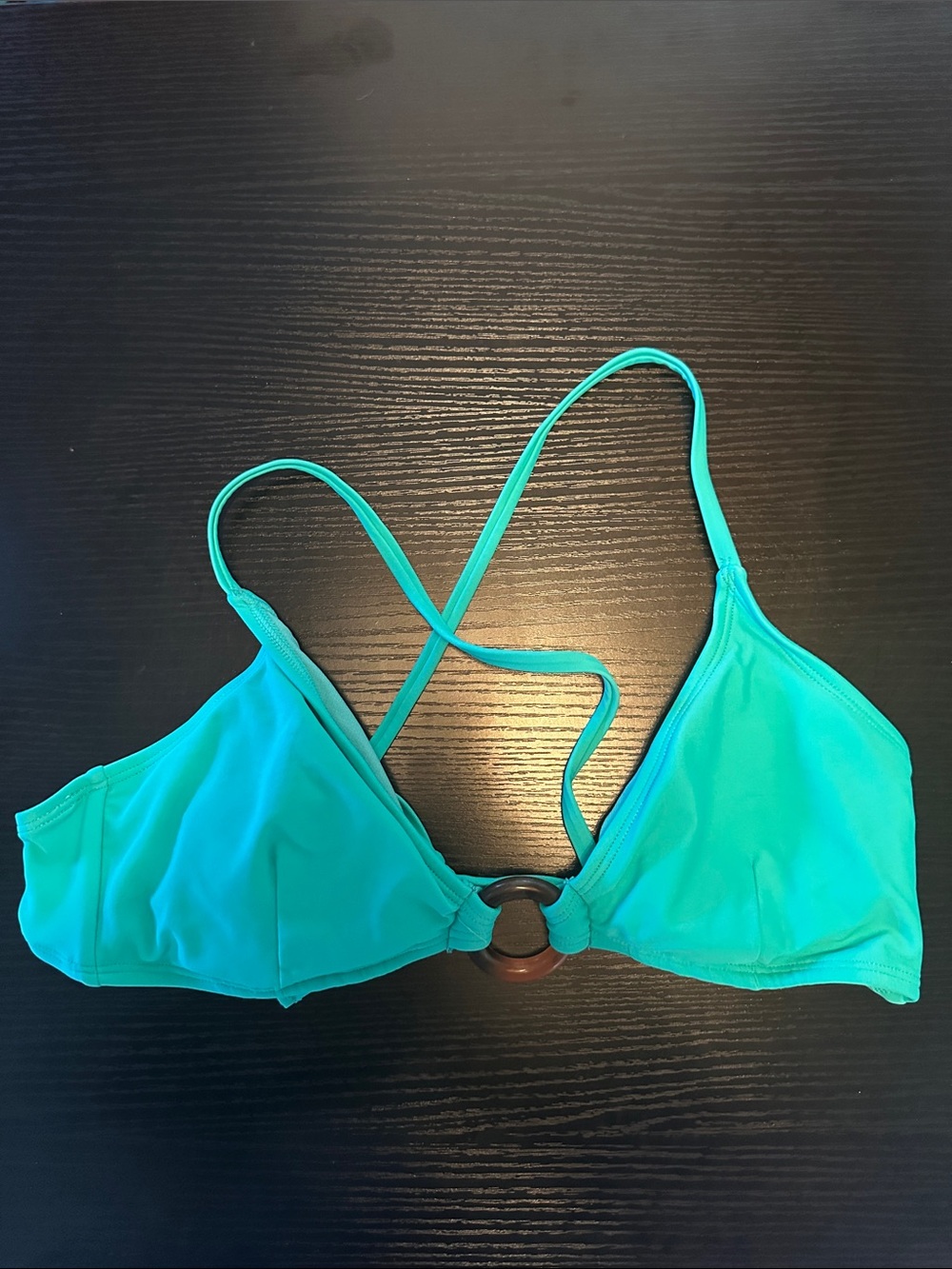 Women’s Teal Triangle Swim Top with Ring Detail